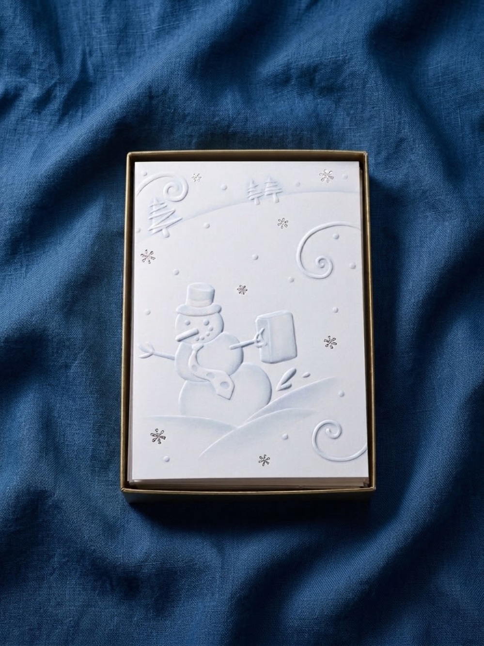 Hallmark White and Silver Embossed Snowman Gift Cardd
